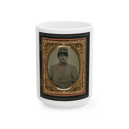 Unidentified Soldier In Confederate Artillery Jacket With Secession Badge And Artillery Forage Hat (U.S. Civil War) White Coffee Mug-15oz-Go Mug Yourself