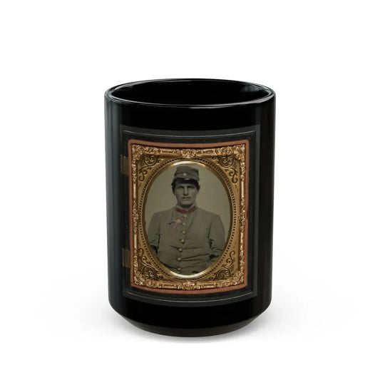 Unidentified Soldier In Confederate Artillery Jacket With Secession Badge And Artillery Forage Hat (U.S. Civil War) Black Coffee Mug 15oz - Go Mug Yourself