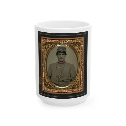 Unidentified Soldier In Confederate Artillery Jacket With Secession Badge And Artillery Forage Hat (U.S. Civil War) White Coffee Mug 15oz - Go Mug Yourself