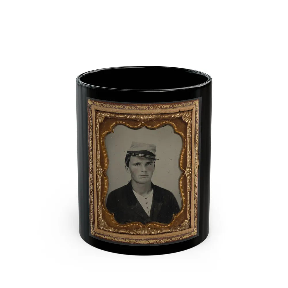 Unidentified Soldier In Confederate Artillery Uniform And Kepi (1) (U.S. Civil War) Black Coffee Mug-11oz-Go Mug Yourself