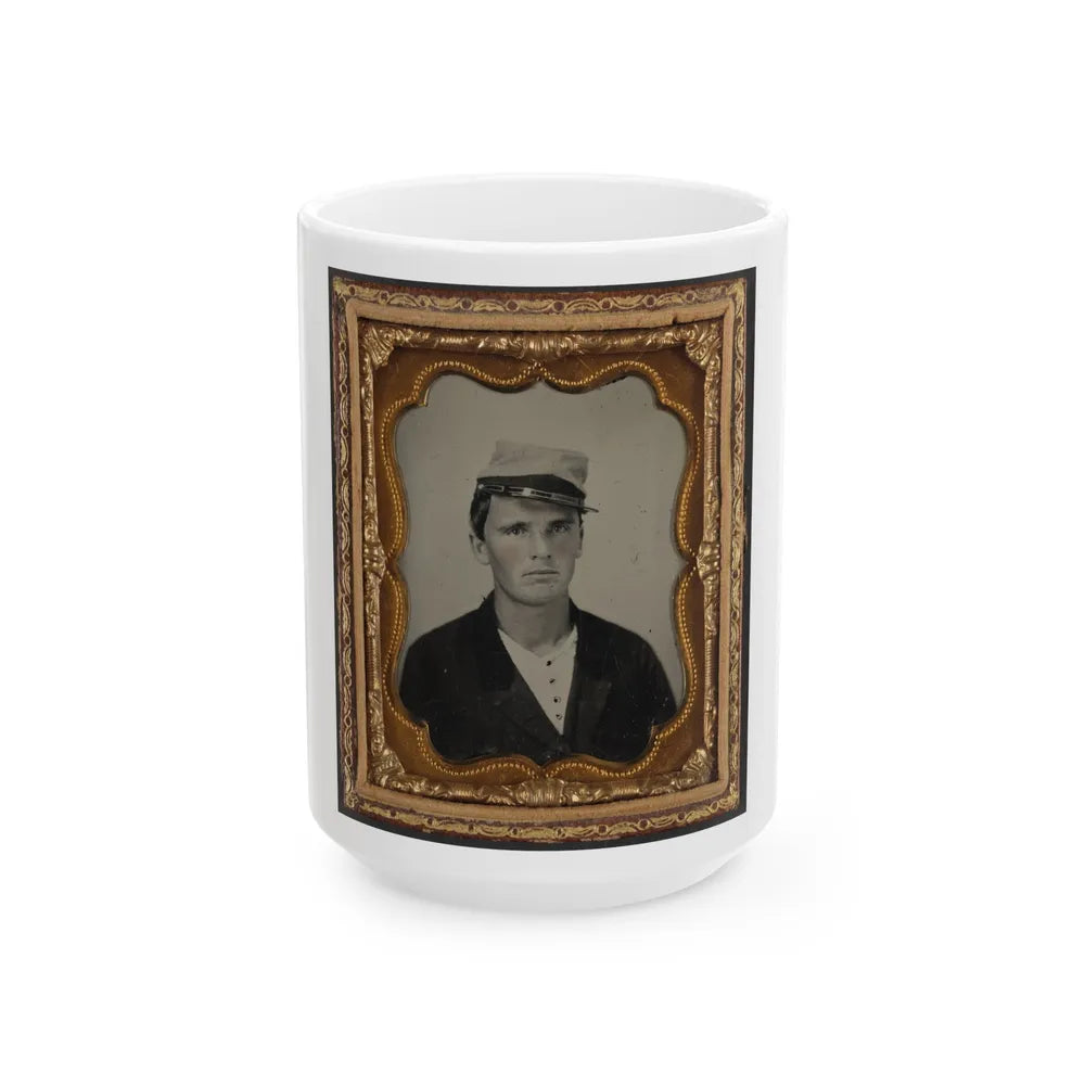 Unidentified Soldier In Confederate Artillery Uniform And Kepi (1) (U.S. Civil War) White Coffee Mug-15oz-Go Mug Yourself