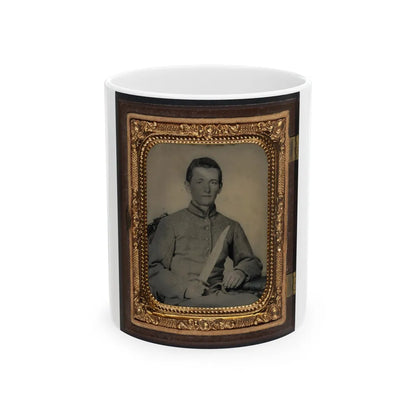 Unidentified Soldier In Confederate Artillery Uniform With Large Bowie Knife (U.S. Civil War) White Coffee Mug-11oz-Go Mug Yourself