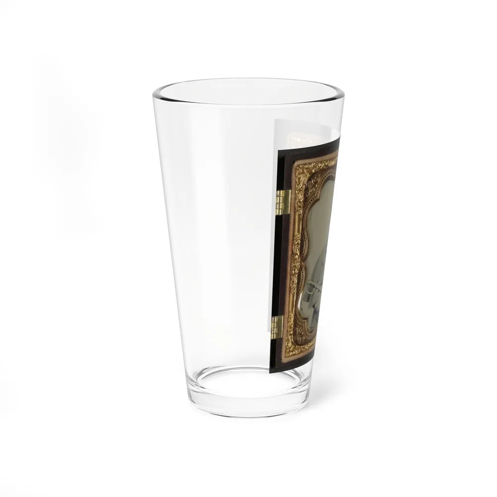 Unidentified Soldier In Confederate Artilleryman Uniform And Greatcoat With Sword (U.S. Civil War) Pint Glass 16oz-Go Mug Yourself