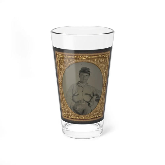 Unidentified Soldier In Confederate Battleshirt, Kepi, And Wishbone Belt Buckle (U.S. Civil War) Pint Glass 16oz-16oz-Go Mug Yourself