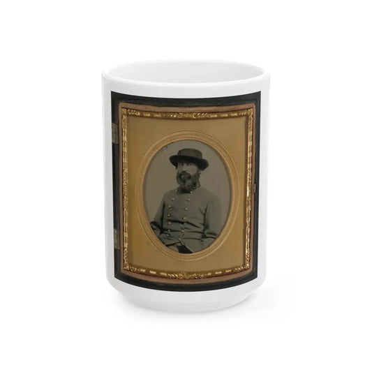 Unidentified Soldier In Confederate Captain's Uniform With Black Cuffs To Indicate That He Is A Surgeon (U.S. Civil War) White Coffee Mug 15oz - Go Mug Yourself