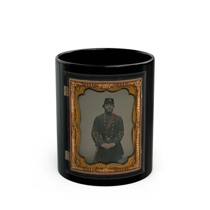 Unidentified Soldier In Confederate Captain's Uniform, Red Sash, And Kepi Marked V.V. (U.S. Civil War) Black Coffee Mug-11oz-Go Mug Yourself