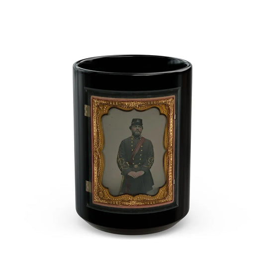 Unidentified Soldier In Confederate Captain's Uniform, Red Sash, And Kepi Marked V.V. (U.S. Civil War) Black Coffee Mug-15oz-Go Mug Yourself