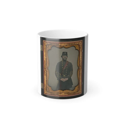 Unidentified Soldier in Confederate Captain's Uniform, Red Sash, and Kepi Marked V.V. (U.S. Civil War) Color Changing Coffee Mug 11oz-11oz-Go Mug Yourself