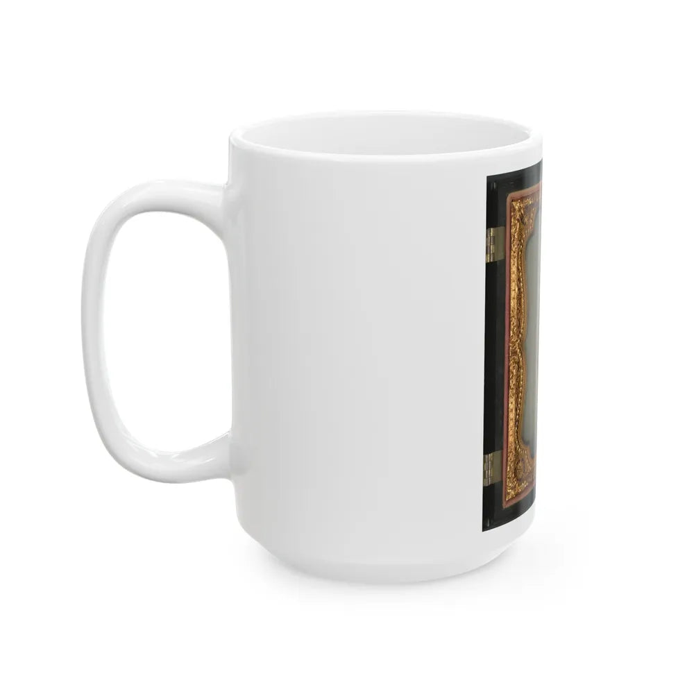 Unidentified Soldier In Confederate Captain's Uniform, Red Sash, And Kepi Marked V.V. (U.S. Civil War) White Coffee Mug-Go Mug Yourself