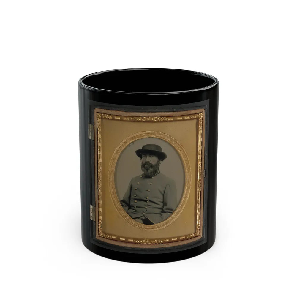 Unidentified Soldier In Confederate Captain's Uniform With Black Cuffs To Indicate That He Is A Surgeon (U.S. Civil War) Black Coffee Mug-11oz-Go Mug Yourself