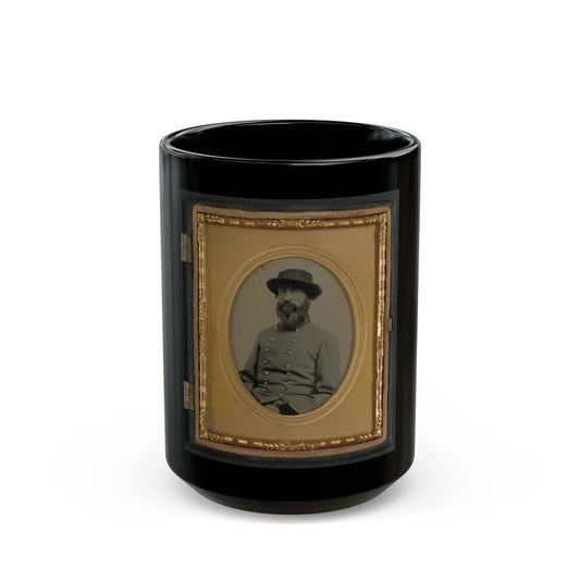 Unidentified Soldier In Confederate Captain's Uniform With Black Cuffs To Indicate That He Is A Surgeon (U.S. Civil War) Black Coffee Mug-15oz-Go Mug Yourself