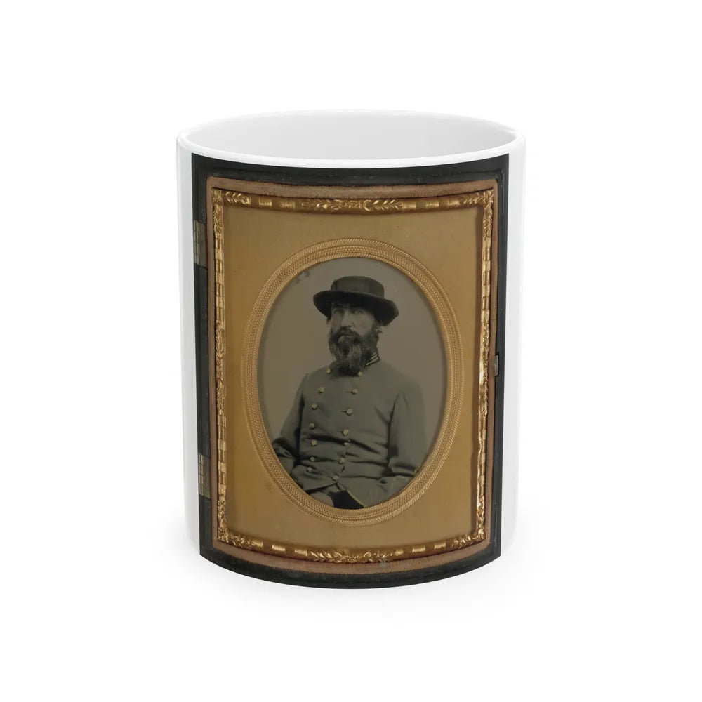 Unidentified Soldier In Confederate Captain's Uniform With Black Cuffs To Indicate That He Is A Surgeon (U.S. Civil War) White Coffee Mug-11oz-Go Mug Yourself