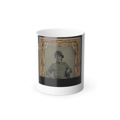 Unidentified Soldier in Confederate Cavalry Uniform and Snake Belt Buckle With Two Revolvers (U.S. Civil War) Color Changing Coffee Mug 11oz-11oz-Go Mug Yourself