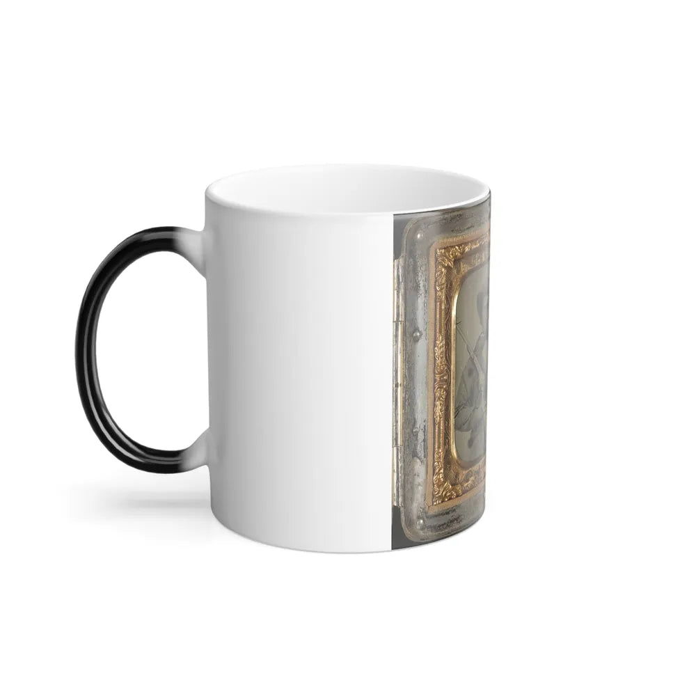 Unidentified Soldier in Confederate Cavalry Uniform With Sharps Carbine, Pistol, and Knife (1) (U.S. Civil War) Color Changing Coffee Mug 11oz-Go Mug Yourself