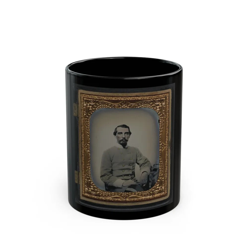 Unidentified Soldier In Confederate Double-Breasted Frock Coat With Single Row Of Braid Denoting The Rank Of Lieutenant (U.S. Civil War) Black Coffee Mug-11oz-Go Mug Yourself