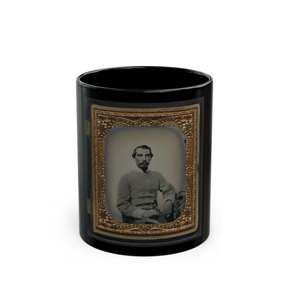 Unidentified Soldier In Confederate Double-Breasted Frock Coat With Single Row Of Braid Denoting The Rank Of Lieutenant (U.S. Civil War) Black Coffee Mug-11oz-Go Mug Yourself