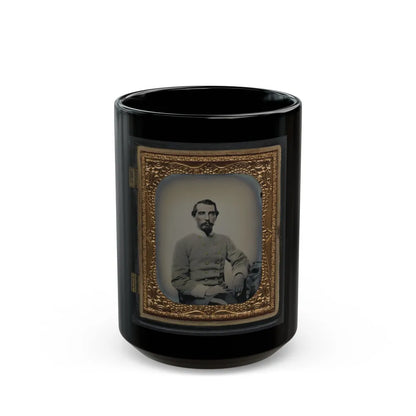 Unidentified Soldier In Confederate Double-Breasted Frock Coat With Single Row Of Braid Denoting The Rank Of Lieutenant (U.S. Civil War) Black Coffee Mug-15oz-Go Mug Yourself