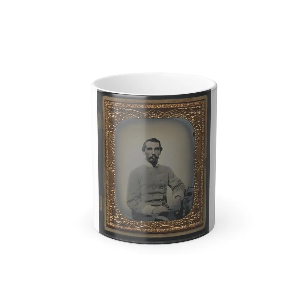 Unidentified Soldier in Confederate Double-Breasted Frock Coat With Single Row of Braid Denoting the Rank of Lieutenant (U.S. Civil War) Color Changing Coffee Mug 11oz-11oz-Go Mug Yourself