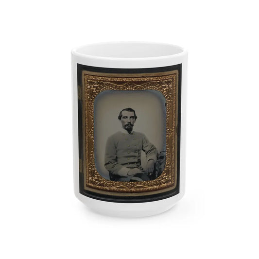 Unidentified Soldier In Confederate Double-Breasted Frock Coat With Single Row Of Braid Denoting The Rank Of Lieutenant (U.S. Civil War) White Coffee Mug-15oz-Go Mug Yourself