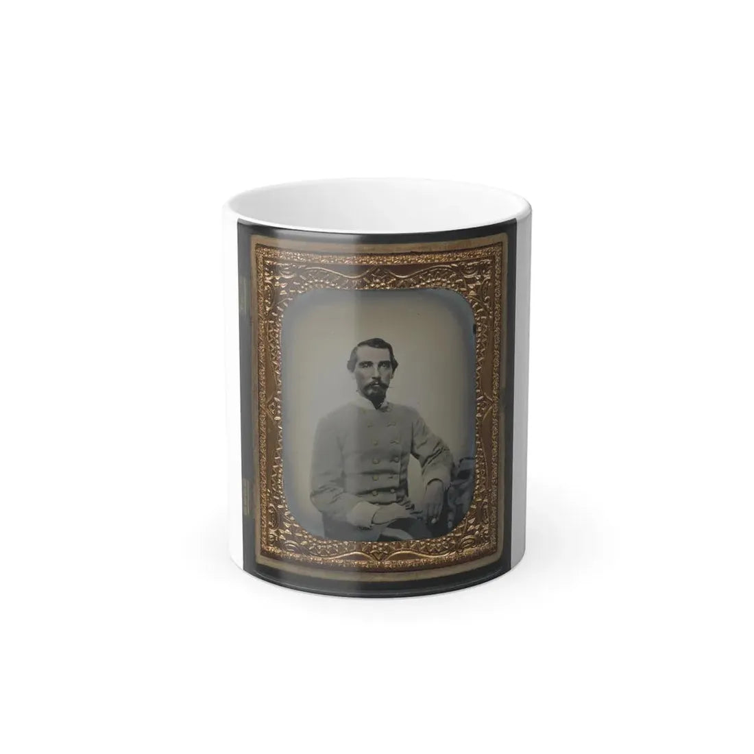Unidentified Soldier in Confederate Double-Breasted Frock Coat With Single Row of Braid Denoting the Rank of Lieutenant (U.S. Civil War) Color Changing Coffee Mug 11oz - Go Mug Yourself