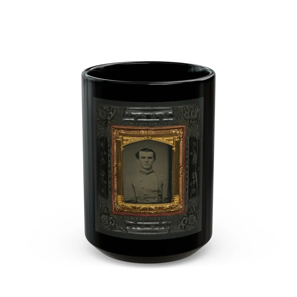 Unidentified Soldier In Confederate First Lieutentant Frock Coat (U.S. Civil War) Black Coffee Mug-15oz-Go Mug Yourself