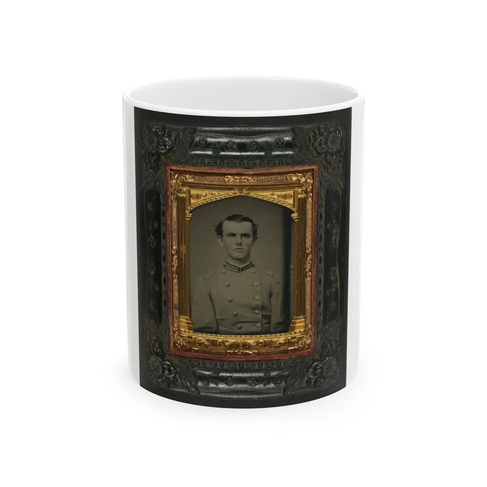 Unidentified Soldier In Confederate First Lieutentant Frock Coat (U.S. Civil War) White Coffee Mug-11oz-Go Mug Yourself