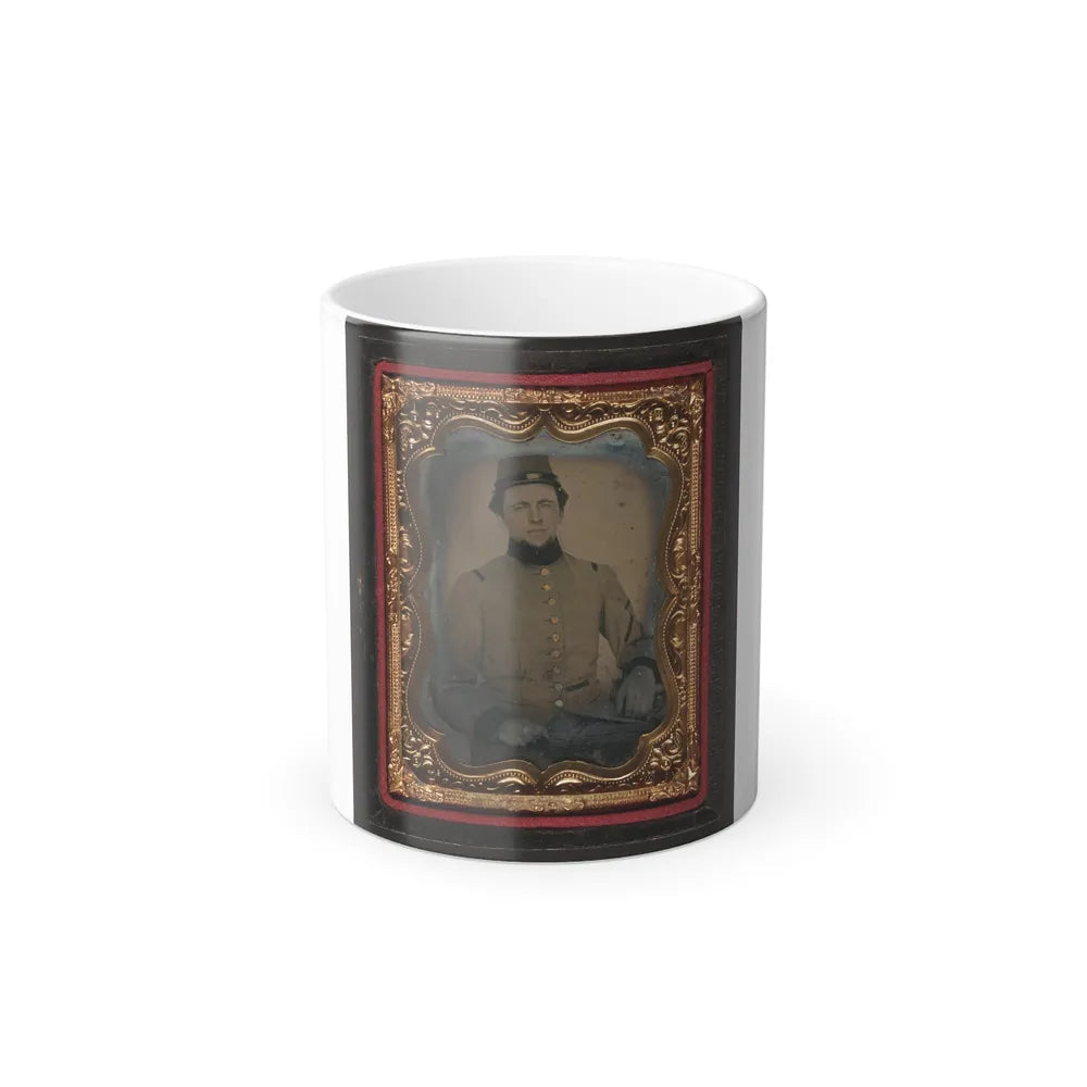 Unidentified Soldier in Confederate Frock Coat and Kepi (U.S. Civil War) Color Changing Coffee Mug 11oz-11oz-Go Mug Yourself