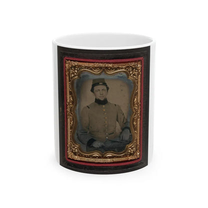 Unidentified Soldier In Confederate Frock Coat And Kepi (U.S. Civil War) White Coffee Mug-11oz-Go Mug Yourself