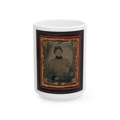 Unidentified Soldier In Confederate Frock Coat And Kepi (U.S. Civil War) White Coffee Mug-15oz-Go Mug Yourself