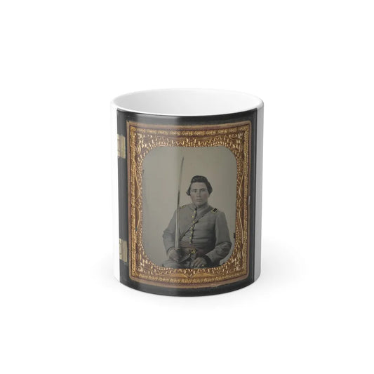 Unidentified Soldier in Confederate Lieutenant Uniform and Cs Belt Buckle With Cavalry Sword (U.S. Civil War) Color Changing Coffee Mug 11oz-11oz-Go Mug Yourself