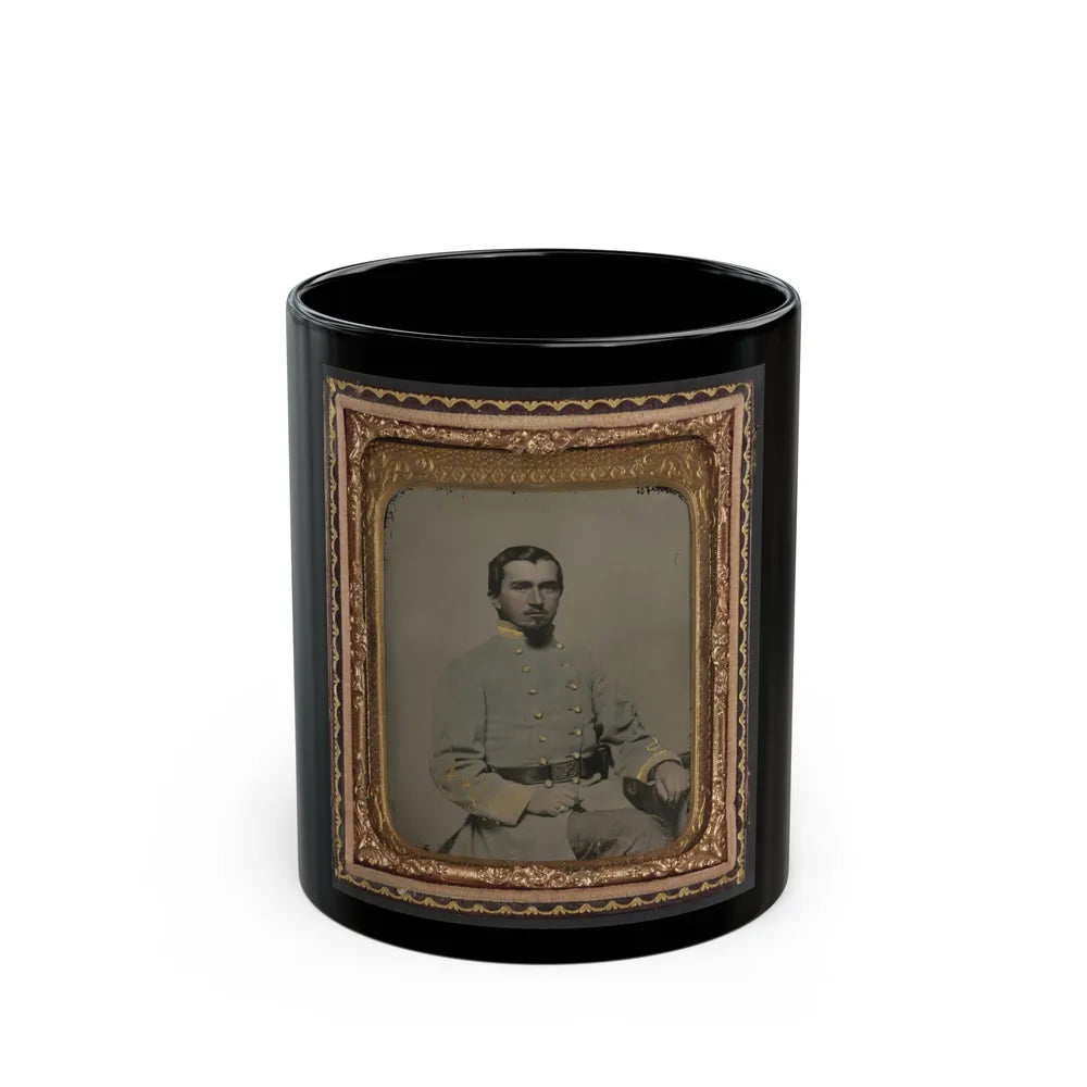 Unidentified Soldier In Confederate Lieutenant's Uniform And Eagle Belt Plate (1) (U.S. Civil War) Black Coffee Mug-11oz-Go Mug Yourself