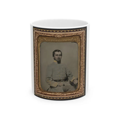 Unidentified Soldier In Confederate Lieutenant's Uniform And Eagle Belt Plate (1) (U.S. Civil War) White Coffee Mug-11oz-Go Mug Yourself