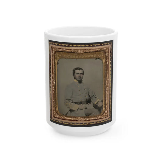 Unidentified Soldier In Confederate Lieutenant's Uniform And Eagle Belt Plate (1) (U.S. Civil War) White Coffee Mug-15oz-Go Mug Yourself