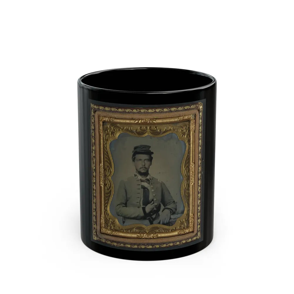 Unidentified Soldier In Confederate Major's Uniform (U.S. Civil War) Black Coffee Mug-11oz-Go Mug Yourself