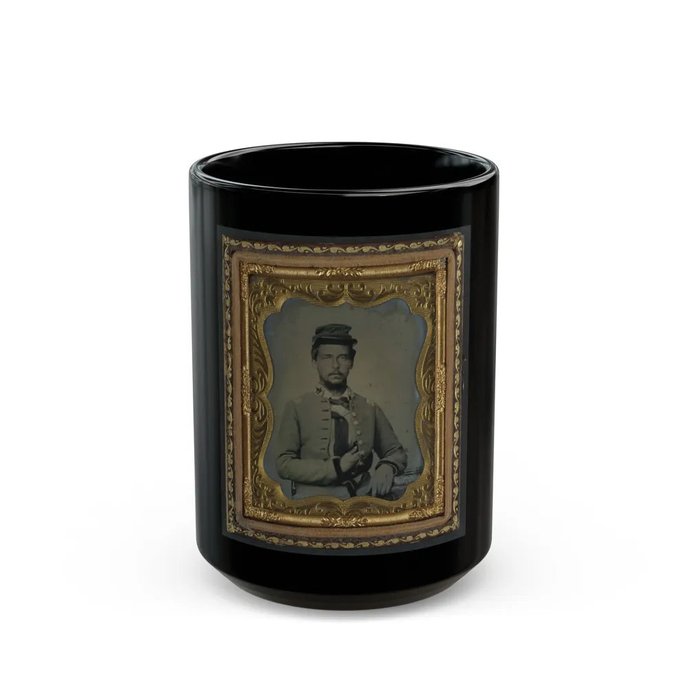 Unidentified Soldier In Confederate Major's Uniform (U.S. Civil War) Black Coffee Mug-15oz-Go Mug Yourself