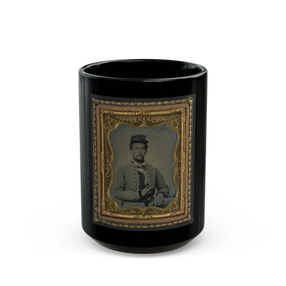 Unidentified Soldier In Confederate Major's Uniform (U.S. Civil War) Black Coffee Mug-15oz-Go Mug Yourself