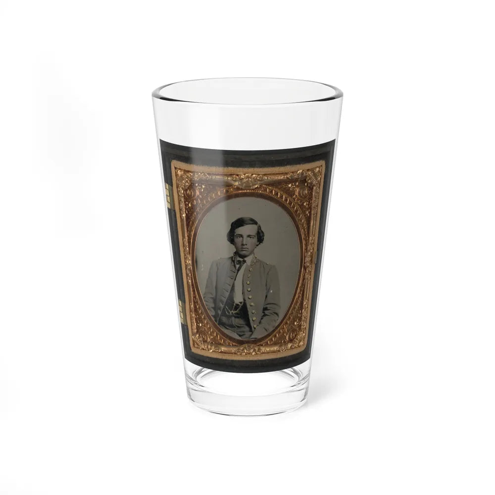 Unidentified Soldier In Confederate Nine-Button Frock Coat(2) (U.S. Civil War) Pint Glass 16oz-16oz-Go Mug Yourself