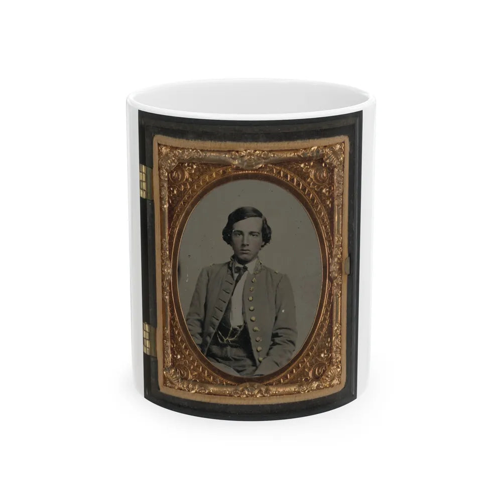 Unidentified Soldier In Confederate Nine-Button Frock Coat(2) (U.S. Civil War) White Coffee Mug-11oz-Go Mug Yourself