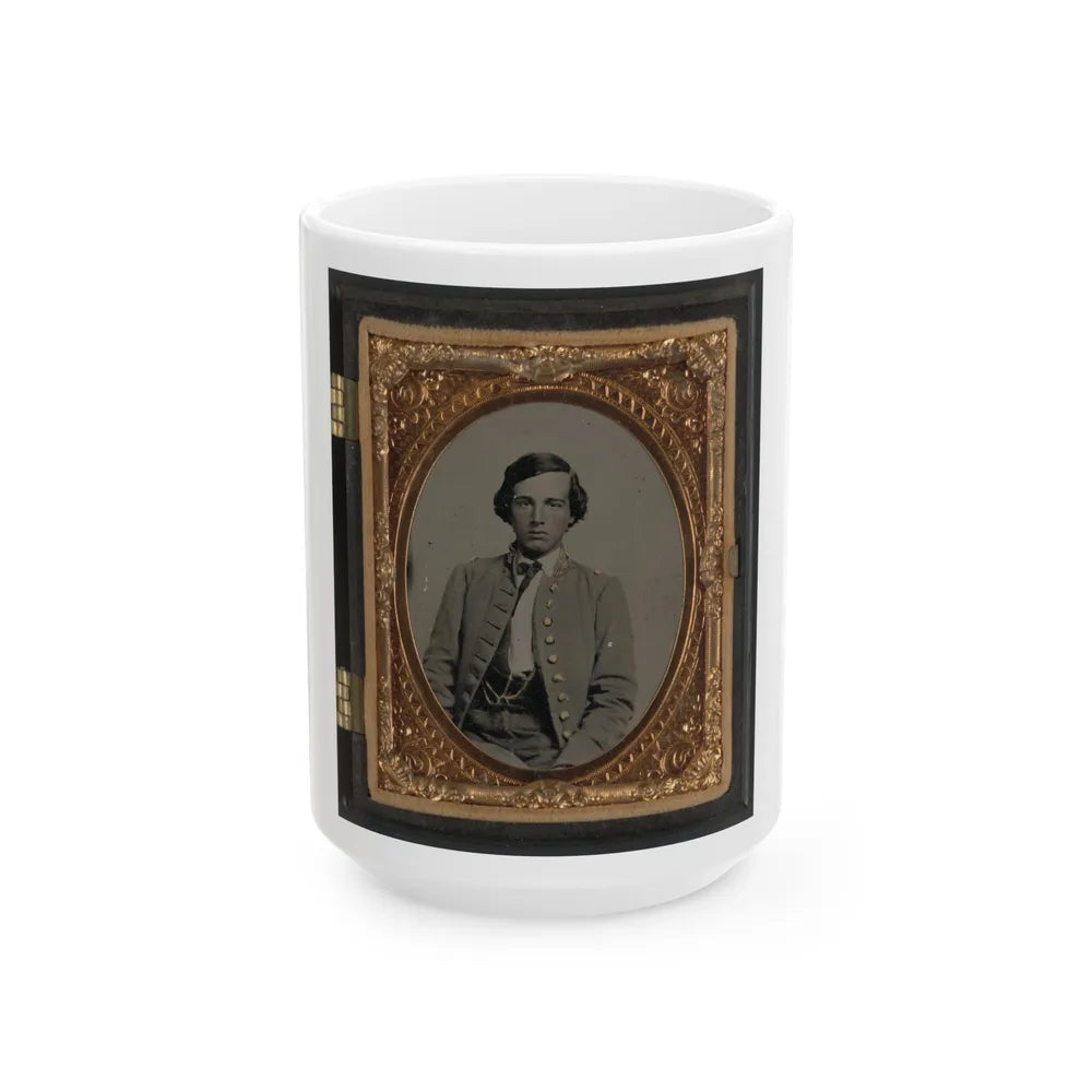 Unidentified Soldier In Confederate Nine-Button Frock Coat(2) (U.S. Civil War) White Coffee Mug-15oz-Go Mug Yourself