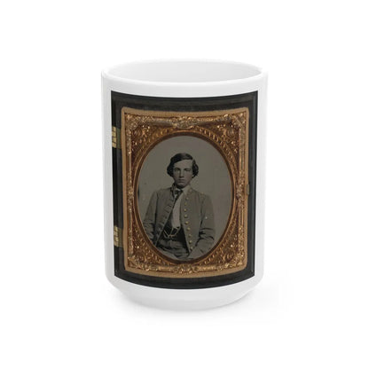 Unidentified Soldier In Confederate Nine-Button Frock Coat(2) (U.S. Civil War) White Coffee Mug-15oz-Go Mug Yourself