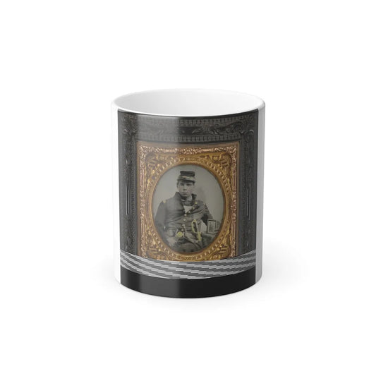 Unidentified Soldier in Confederate Officer's Uniform With Sword and Framed Photograph (1) (U.S. Civil War) Color Changing Coffee Mug 11oz-11oz-Go Mug Yourself