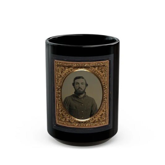 Unidentified Soldier In Confederate Shell Jacket 002 (U.S. Civil War) Black Coffee Mug-15oz-Go Mug Yourself