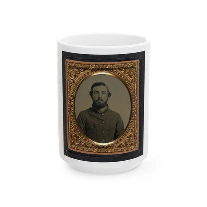 Unidentified Soldier In Confederate Shell Jacket 002 (U.S. Civil War) White Coffee Mug-15oz-Go Mug Yourself