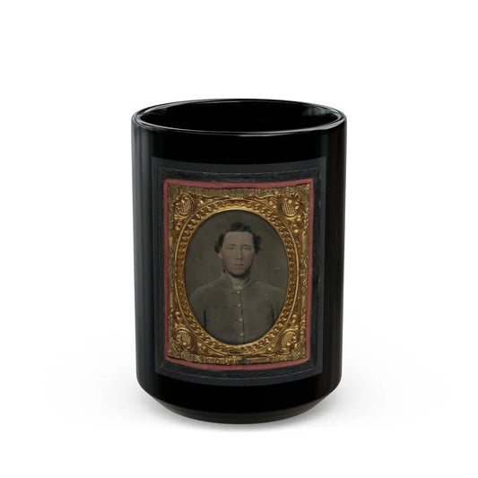 Unidentified Soldier In Confederate Shell Jacket 003 (U.S. Civil War) Black Coffee Mug-15oz-Go Mug Yourself