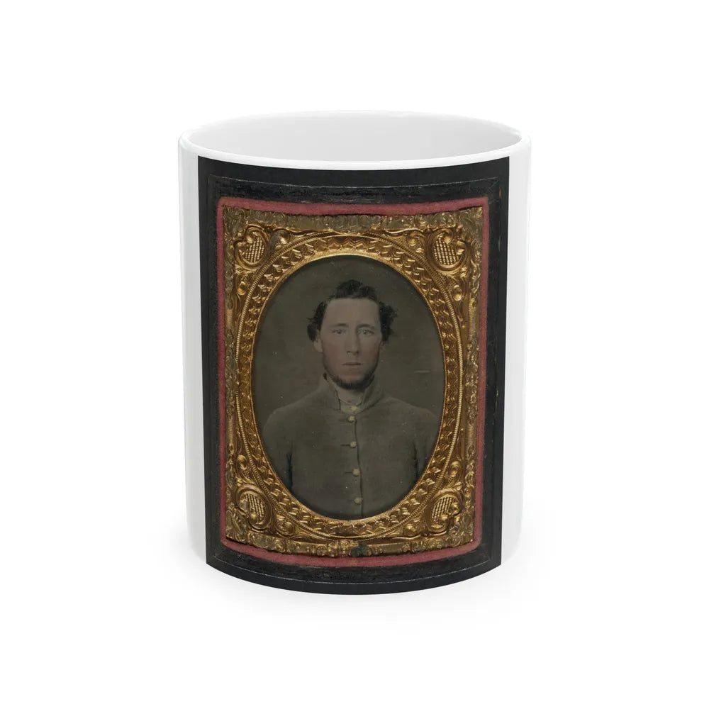 Unidentified Soldier In Confederate Shell Jacket 003 (U.S. Civil War) White Coffee Mug-11oz-Go Mug Yourself