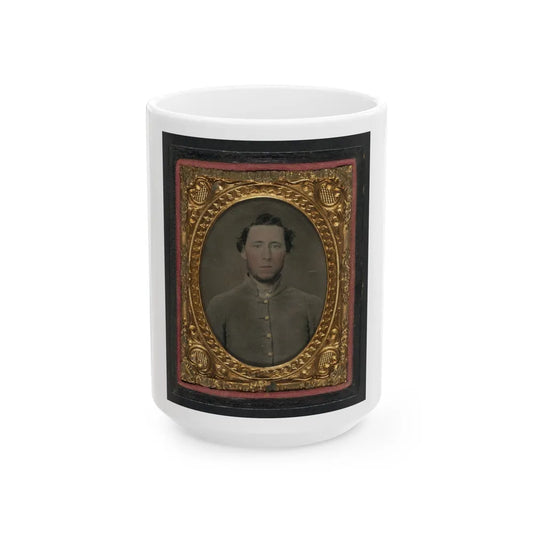 Unidentified Soldier In Confederate Shell Jacket 003 (U.S. Civil War) White Coffee Mug-15oz-Go Mug Yourself