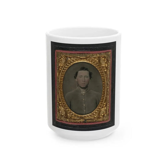 Unidentified Soldier In Confederate Shell Jacket 003 (U.S. Civil War) White Coffee Mug 15oz - Go Mug Yourself