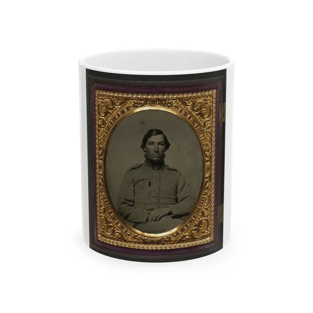 Unidentified Soldier In Confederate Shell Jacket (U.S. Civil War) White Coffee Mug-11oz-Go Mug Yourself