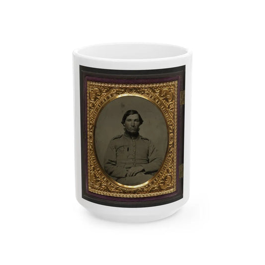 Unidentified Soldier In Confederate Shell Jacket (U.S. Civil War) White Coffee Mug-15oz-Go Mug Yourself