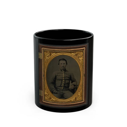 Unidentified Soldier In Confederate Shell Jacket With Fringed Pockets (U.S. Civil War) Black Coffee Mug-11oz-Go Mug Yourself